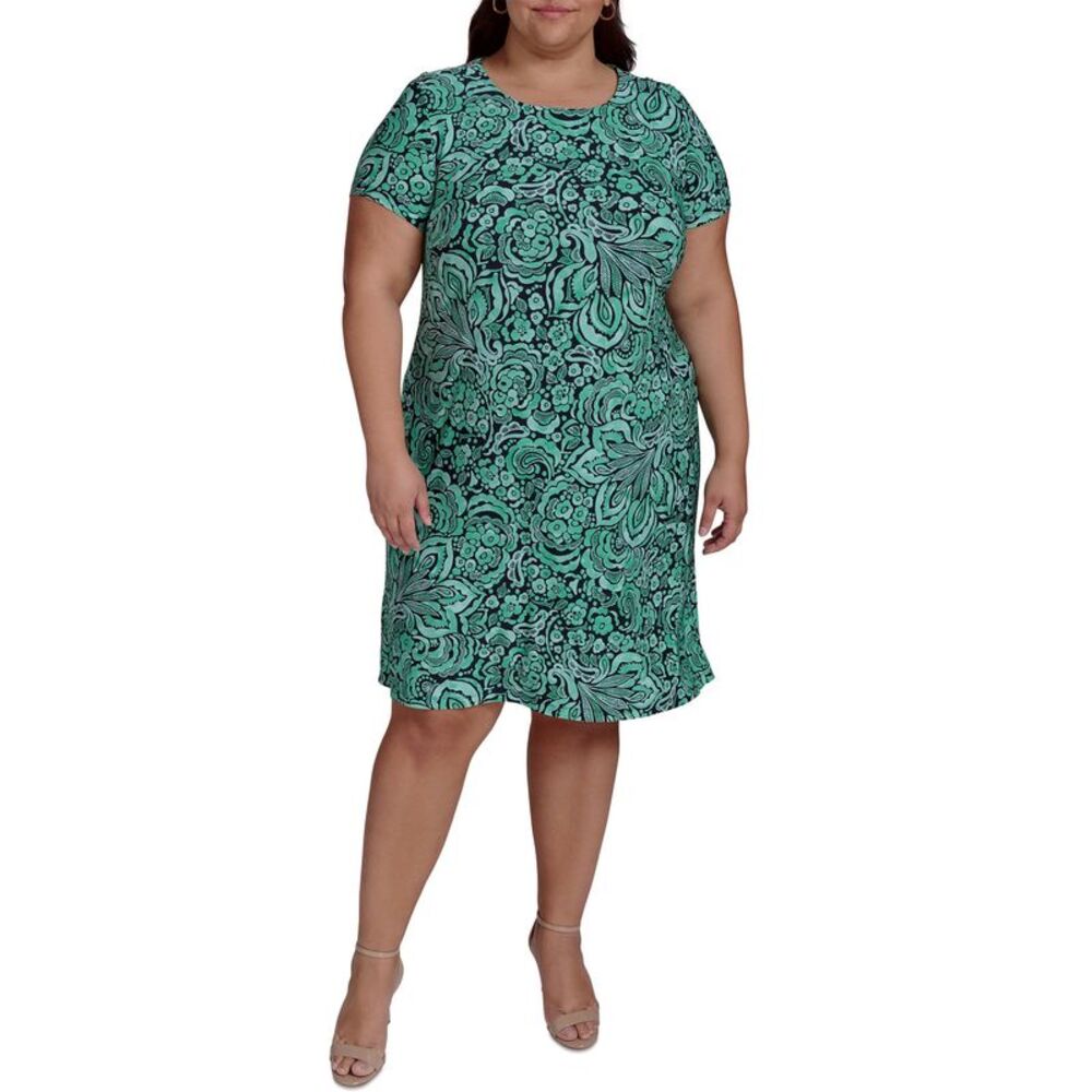 Tommy Hilfiger Womens Plus Size Tidal Flower Dress 22W Parakeet Multi - NWT $129